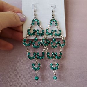Green chandelier earrings